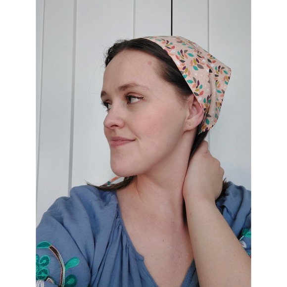 Handmade Reclaimed Vintage Cotton Floral Bandana Head Scarf Kerchief - Picture 4 of 4